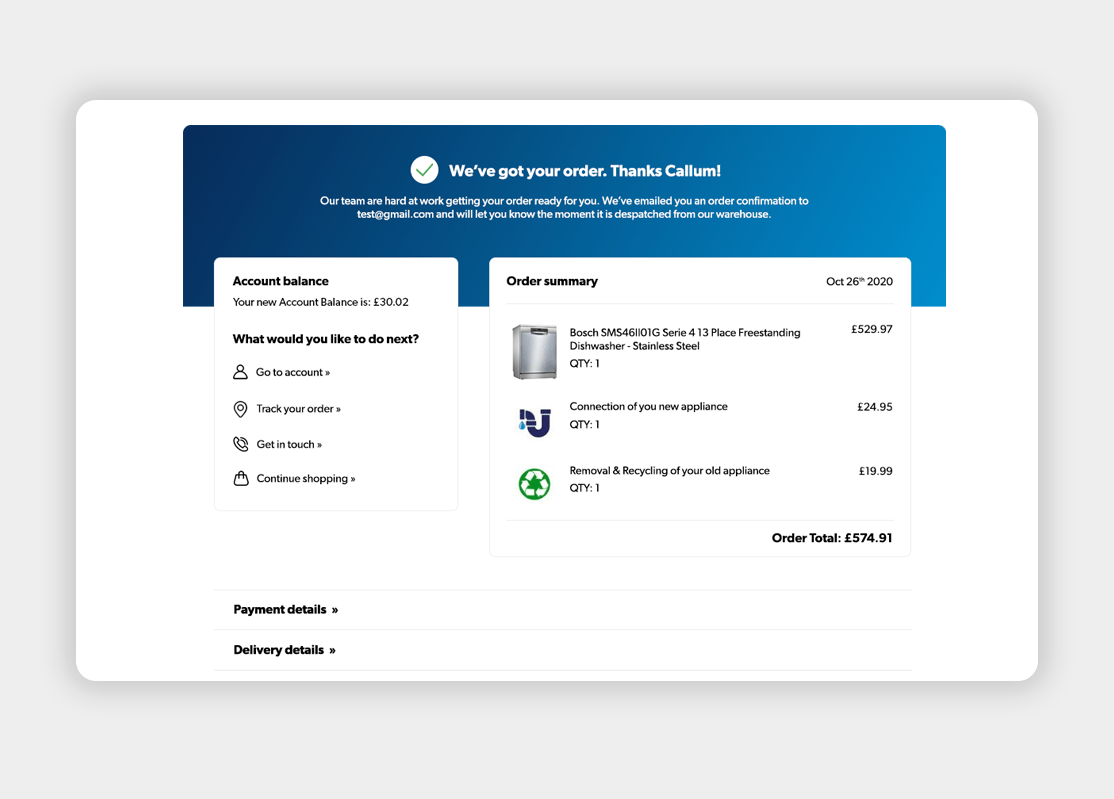 Order confirmation redesign idea